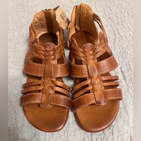 NWT Bed Stu Tan Strappy Leather Sandals - Picture 1 of 8